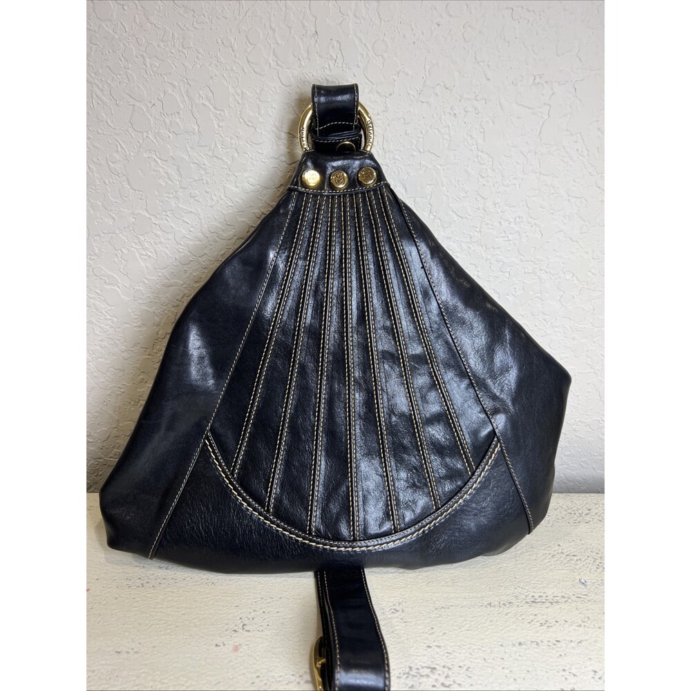MARINO ORLANDI ITALY Handbag Tote Sling Shoulder Bag Leather BLACK 3228 Elegant